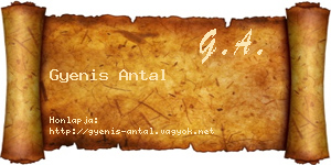 Gyenis Antal névjegykártya